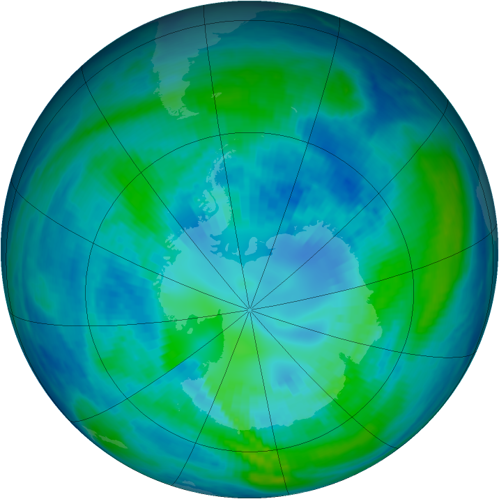 Antarctic ozone map for 10 April 1993